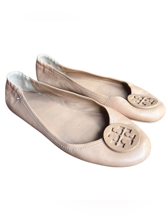 Tory Burch Shoes - Tory Burch Blush Leather Logo Round-Toe Ballet Flats